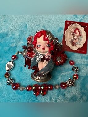 Pop Mart Skullpanda Custom Phone Back Clip + Matching Beaded Strap Set